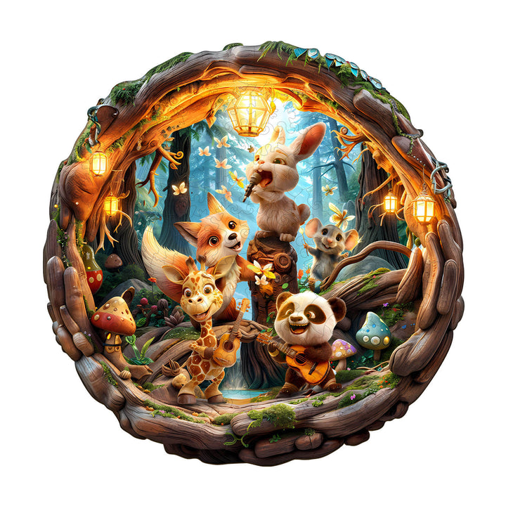 Animal party-1 Wooden Jigsaw Puzzle