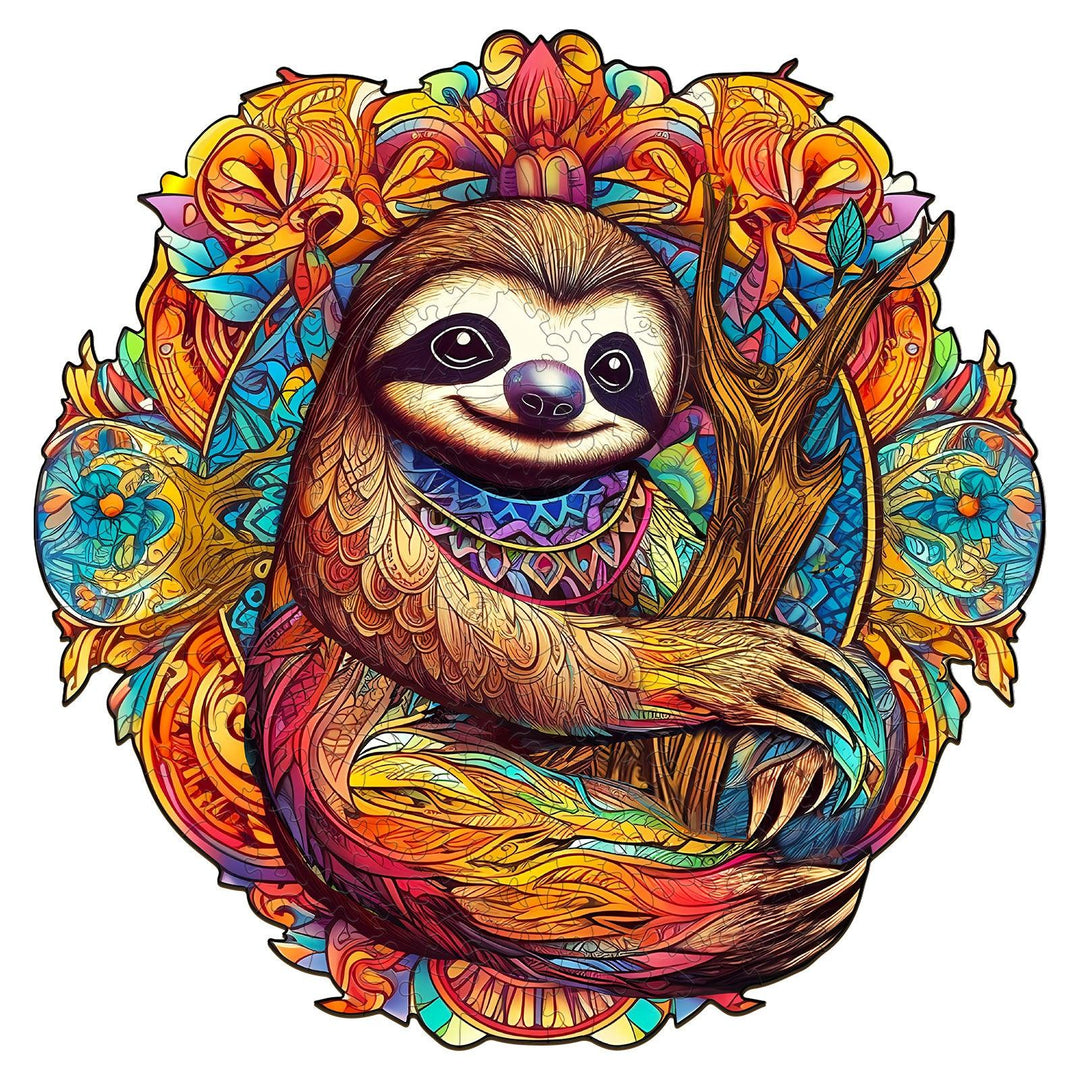 Happy Sloth Wooden Jigsaw Puzzle-Woodbests