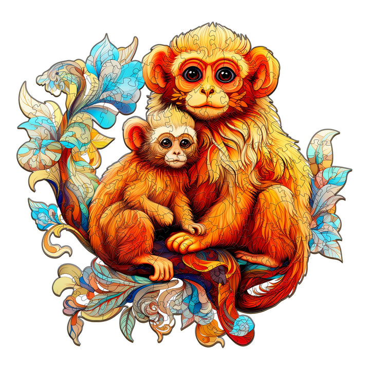 Rhinopithecus Family-1 Wooden Jigsaw Puzzle