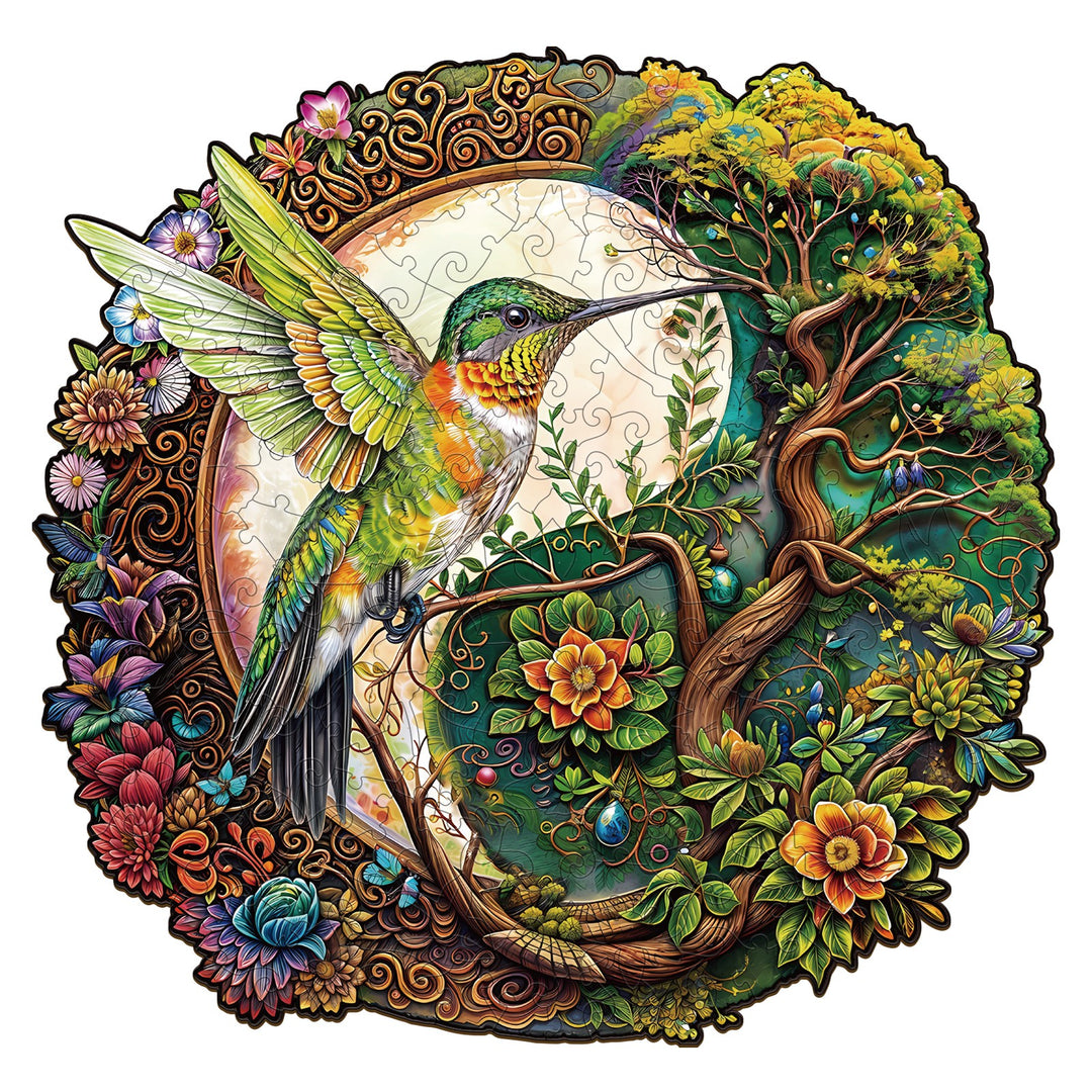 Yin Yang Hummingbird-1 Wooden Jigsaw Puzzle-Woodbests