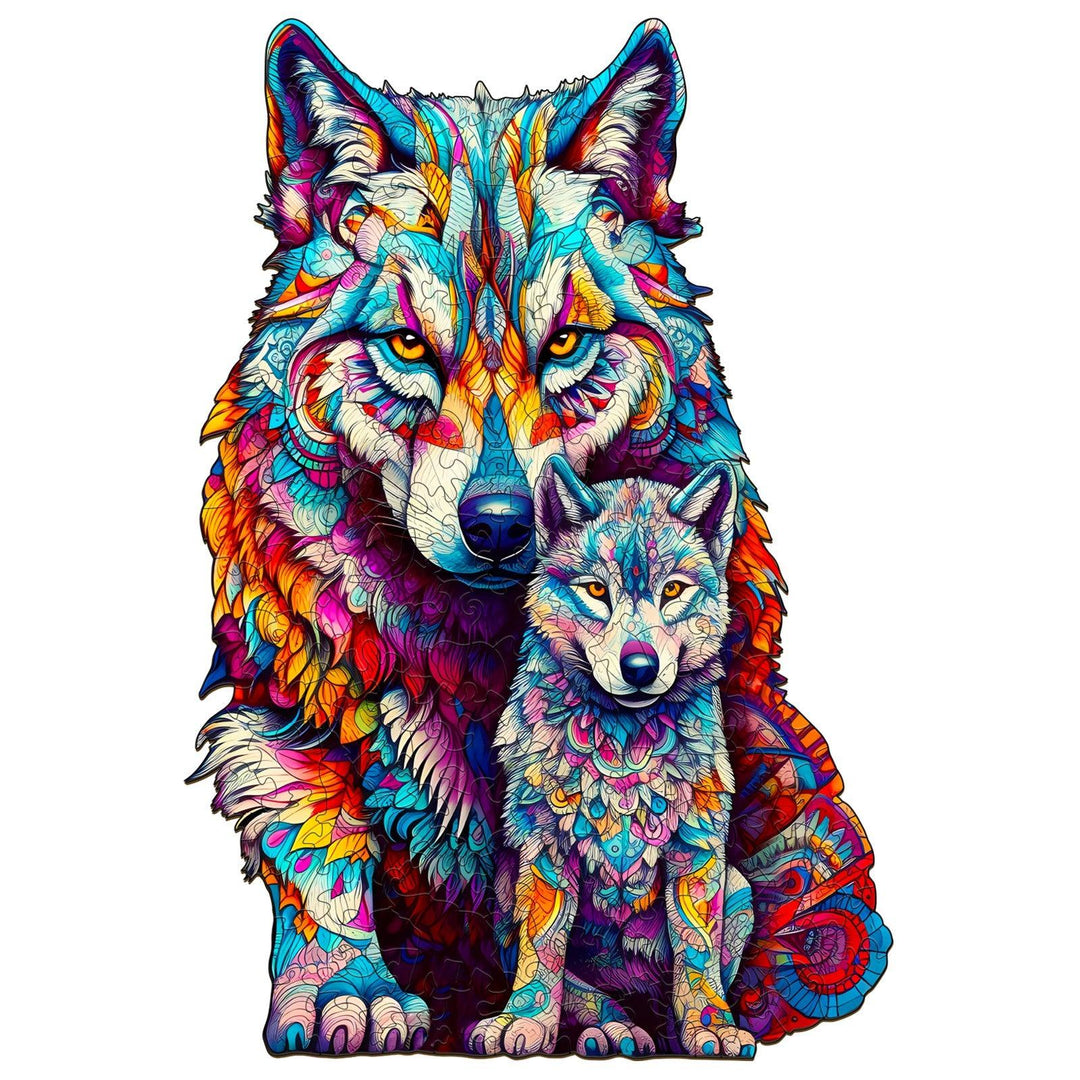 Wolf Family Wooden Jigsaw Puzzle-Woodbests