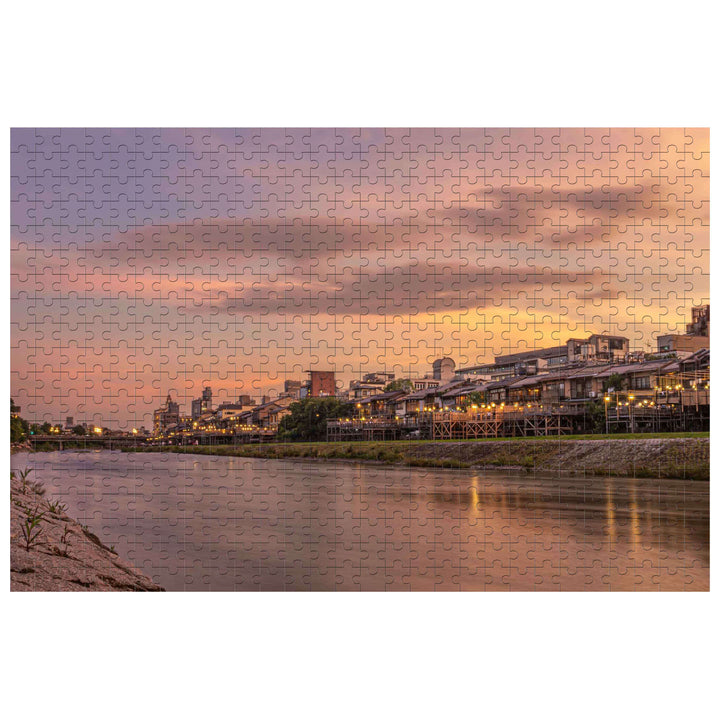 Sunset River City puzzle featuring a stunning riverside sunset, perfect for enhancing focus and brain skill.