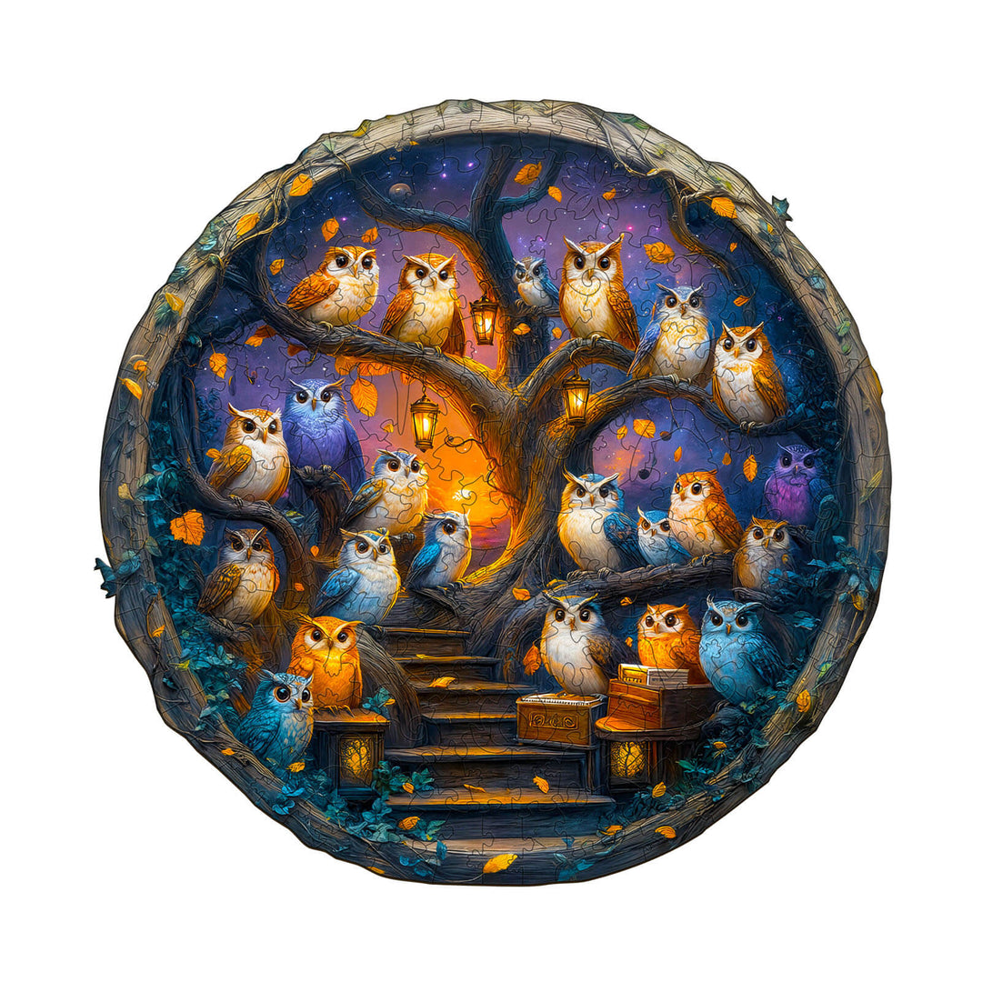 Owl Choir Wooden Jigsaw Puzzle