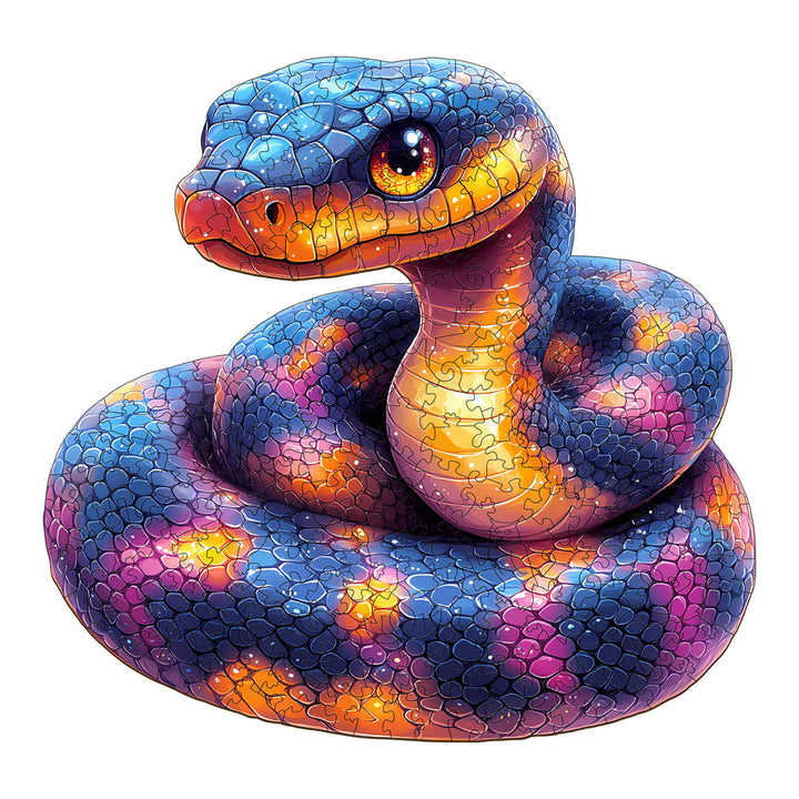 Colorful snake wooden jigsaw puzzle designed for mind games, enhancing focus and cognitive skills.