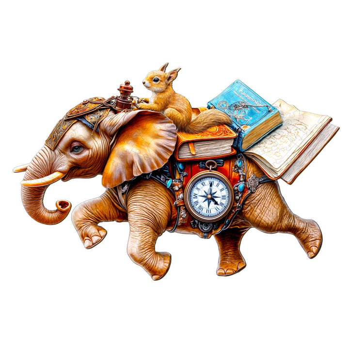 adventurous elephant-1 Wooden Jigsaw Puzzle