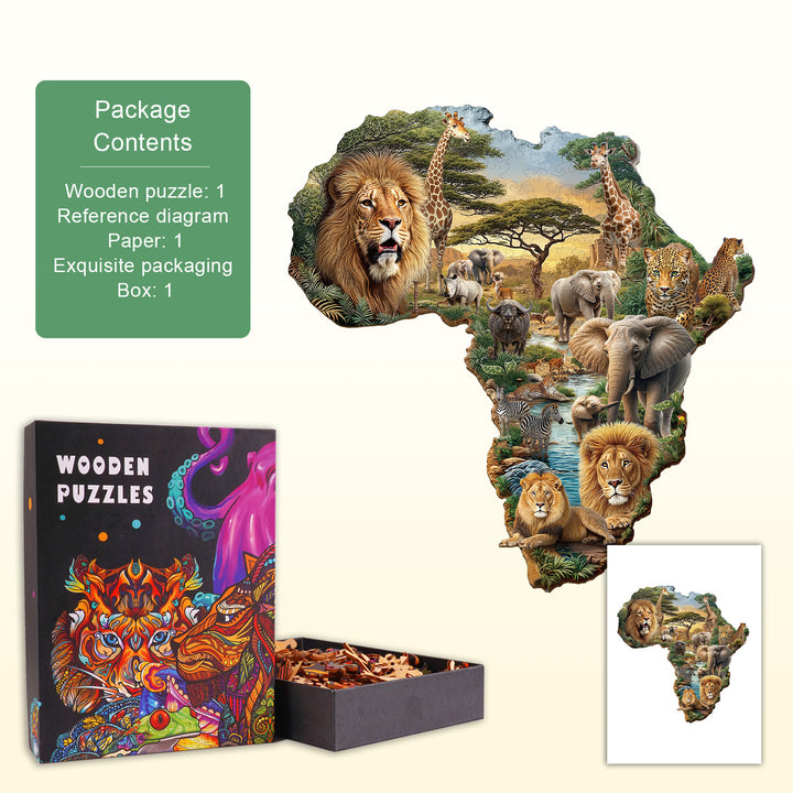 Puzzle en bois d'animaux africains