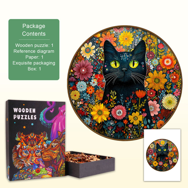 Fantasy Garden Guardian-Cat Wooden Jigsaw Puzzle
