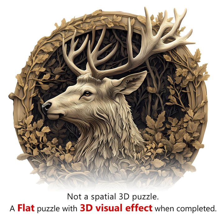 3D Deer wooden jigsaw puzzle featuring lifelike deer and foliage design, perfect for enhancing focus and puzzle-solving skills.