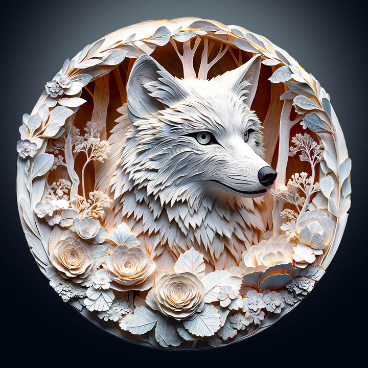 3D Wolf-1 Wooden Jigsaw Puzzle with intricate floral design, promotes focus and cognitive skills through puzzle-solving.