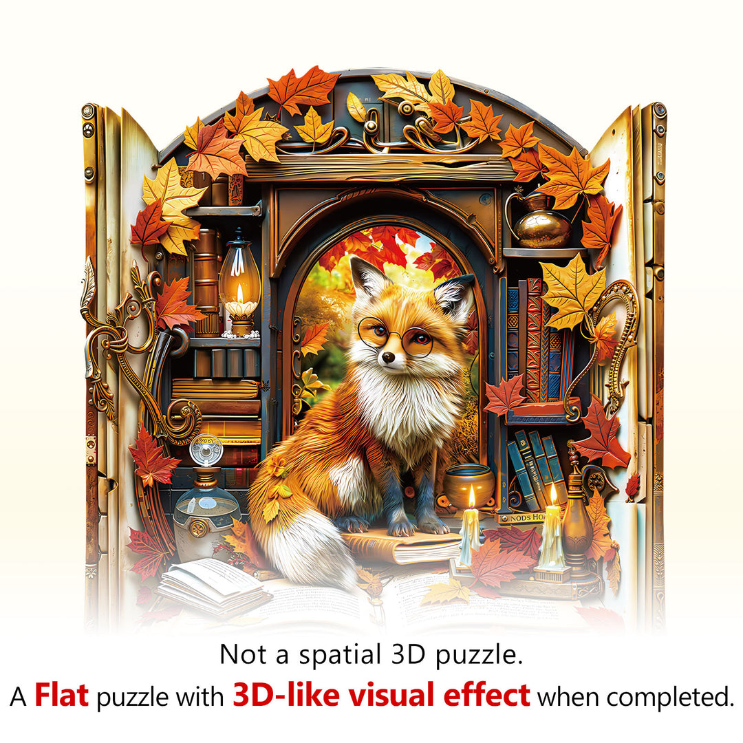 Bookcase Fox Wooden Jigsaw Puzzle