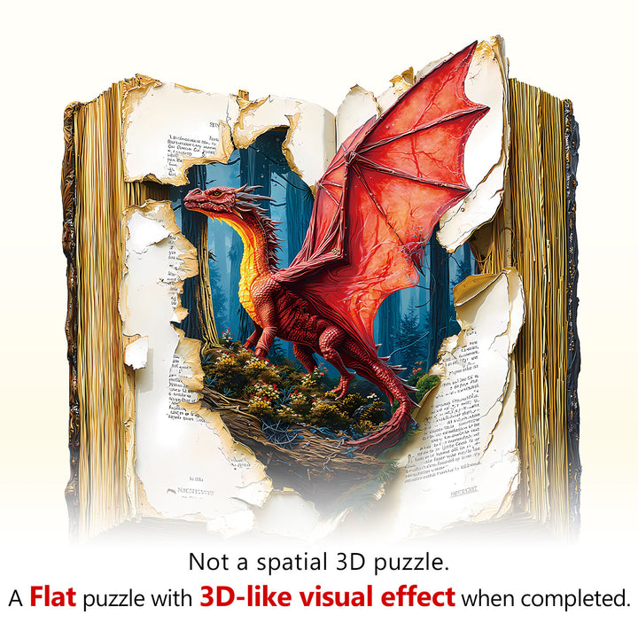 Dragon on the page Wooden Jigsaw Puzzle