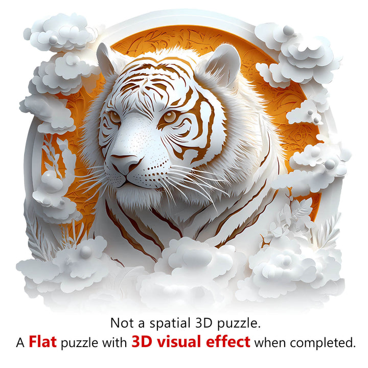 3D Paper Tiger Wooden Jigsaw Puzzle with flat design and stunning 3D visual effect when completed.