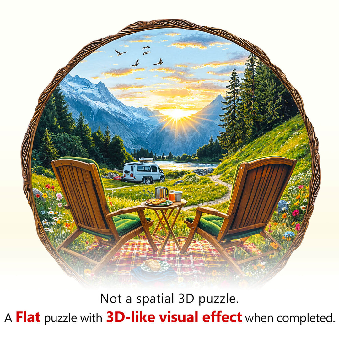 Travel in the mountains Wooden Jigsaw Puzzle
