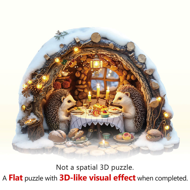 Cozy Hedgehog Hideaway Wooden Jigsaw Puzzle
