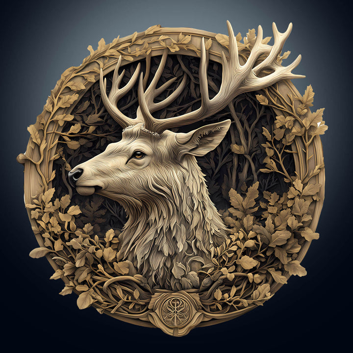 3D wooden deer jigsaw puzzle design featuring intricate details and natural elements for brain stimulation.