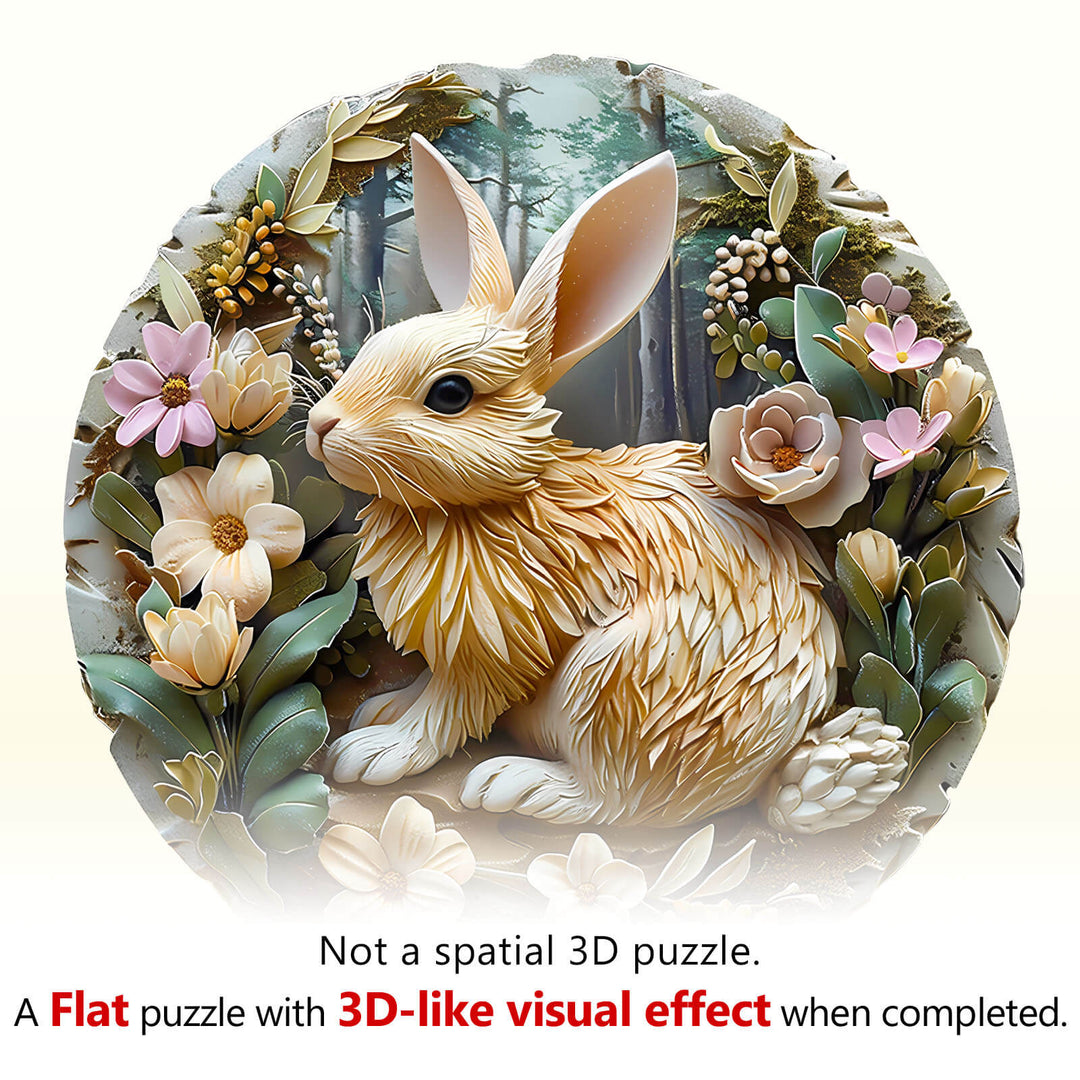 Relief Rabbit Wooden Jigsaw Puzzle
