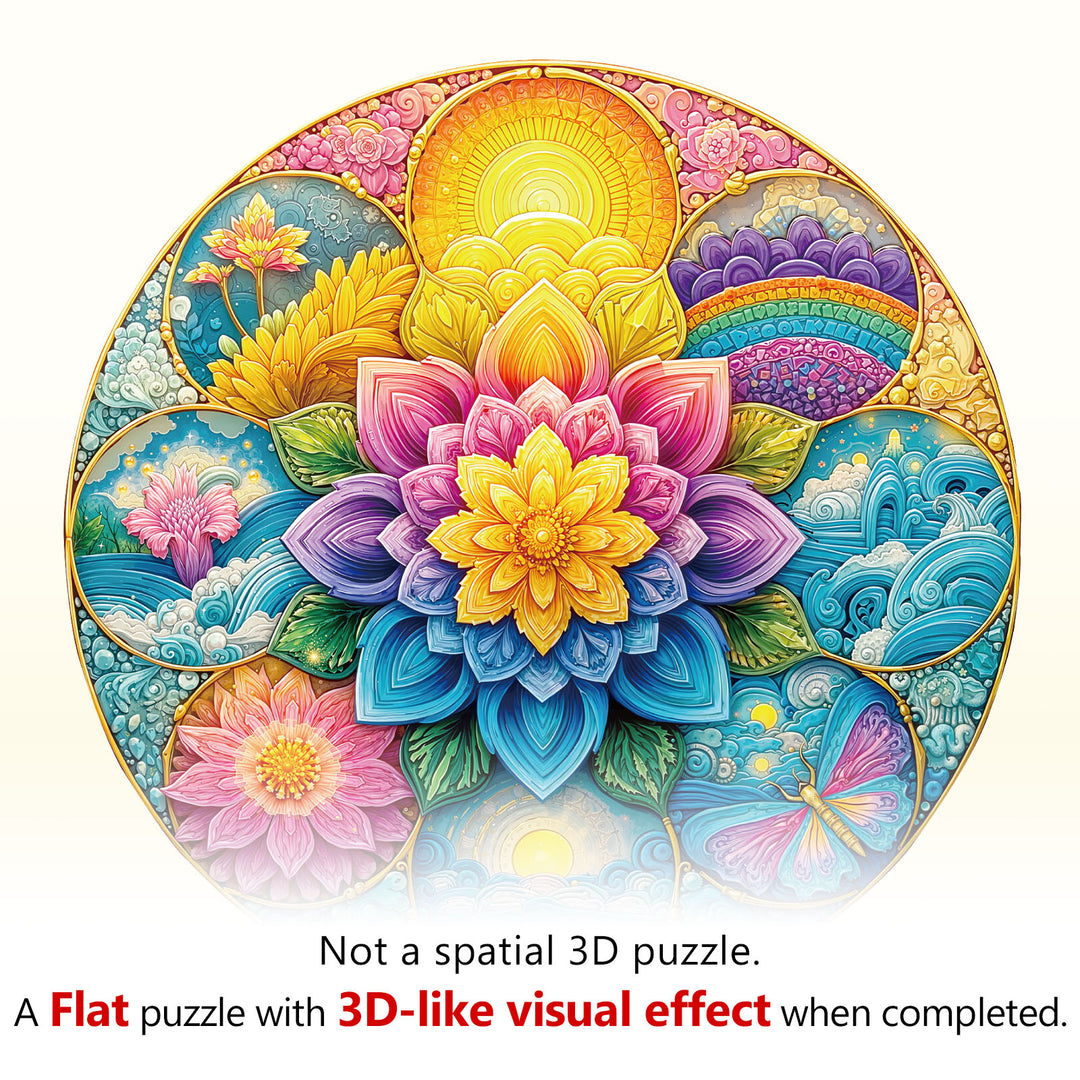 Colorful Mandala Wooden Jigsaw Puzzle