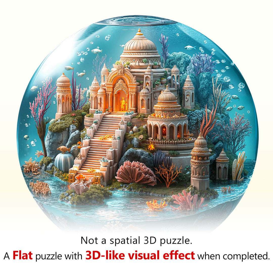 Underwater Mandala Temple Wooden Jigsaw Puzzle