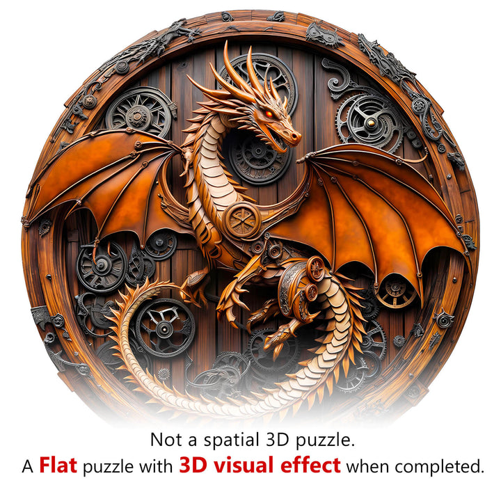 3D Mechanical Dragon-1 wooden jigsaw puzzle featuring intricate dragon design with mechanical elements for a striking visual effect.