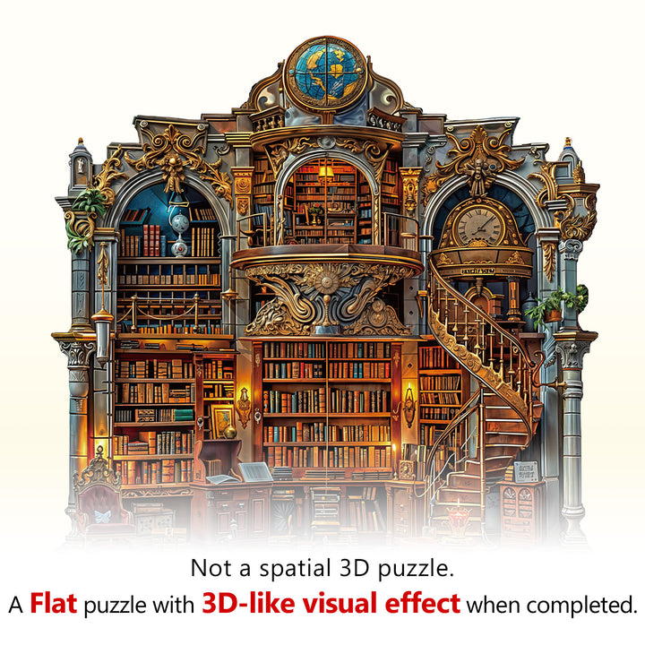 Gothic Revival Bookstore Wooden Jigsaw Puzzle