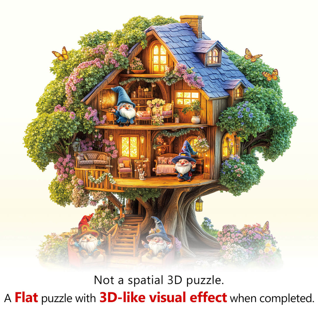 Elf Baumhaus Holzpuzzle
