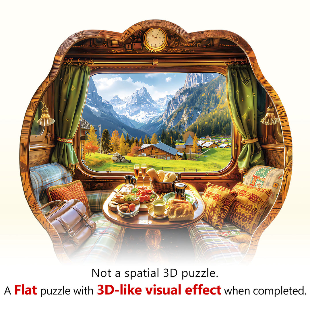 Car window scenery Wooden Jigsaw Puzzle