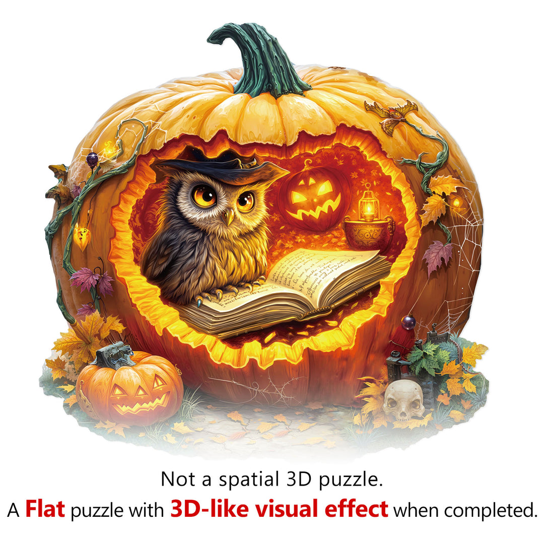 Halloween Pumpkin Owl Wooden Jigsaw Puzzle
