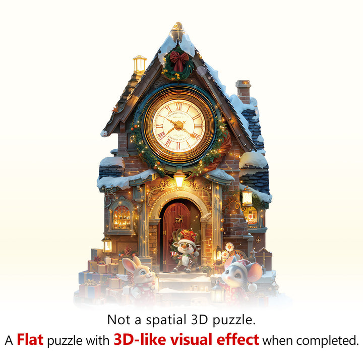 Christmas Clock Tower-1 Wooden Jigsaw Puzzle