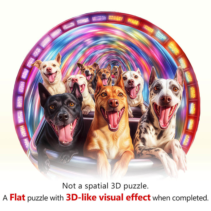Dog Roller Coaster Wooden Jigsaw Puzzle