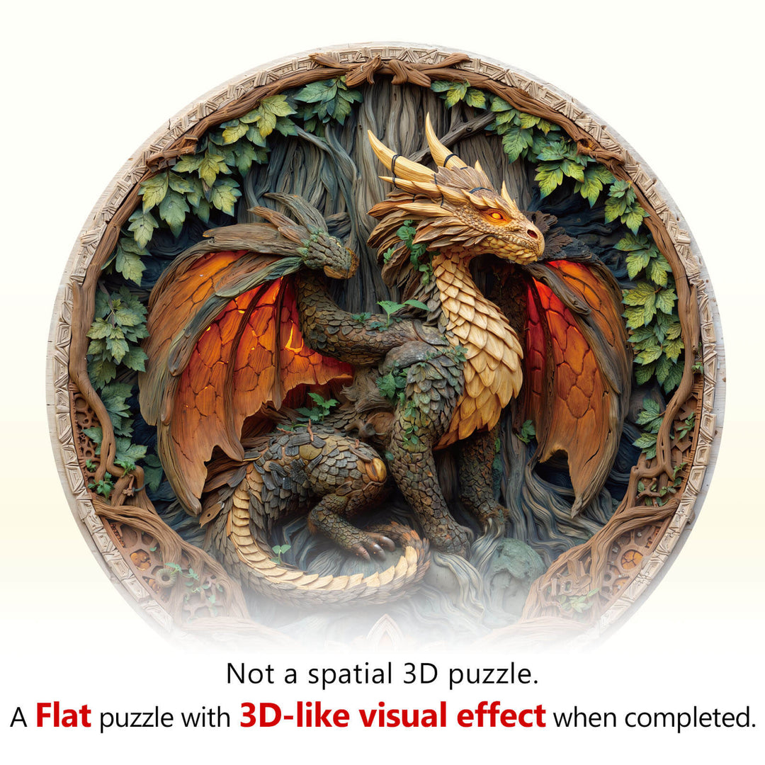 Elements Wood Dragon Wooden Jigsaw Puzzle