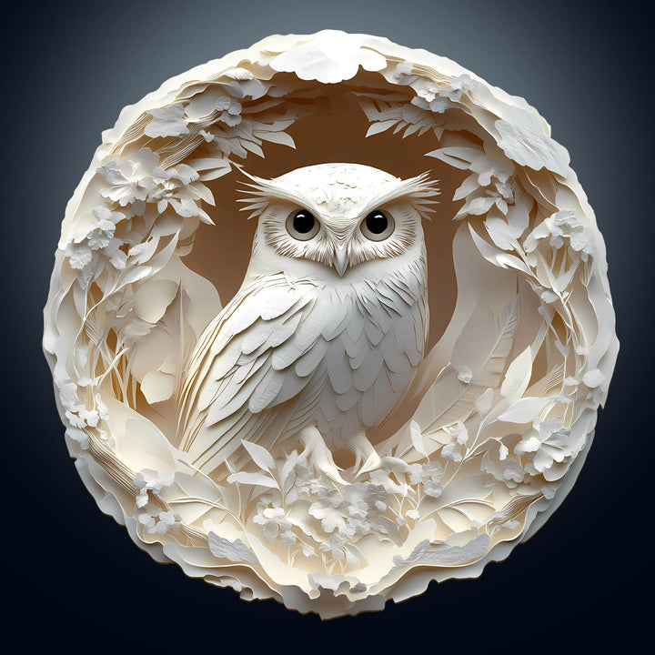 3D paper carved owl design featuring intricate floral details, ideal for jigsaw puzzle lovers and mind game enthusiasts.