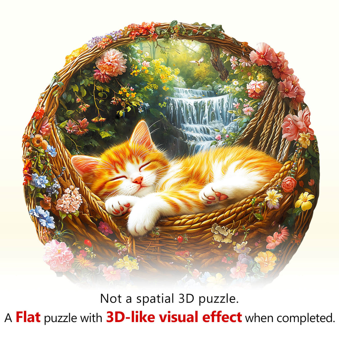 Garden nap kitten Wooden Jigsaw Puzzle