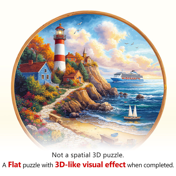 Lighthouse Cottage Wooden Jigsaw Puzzle