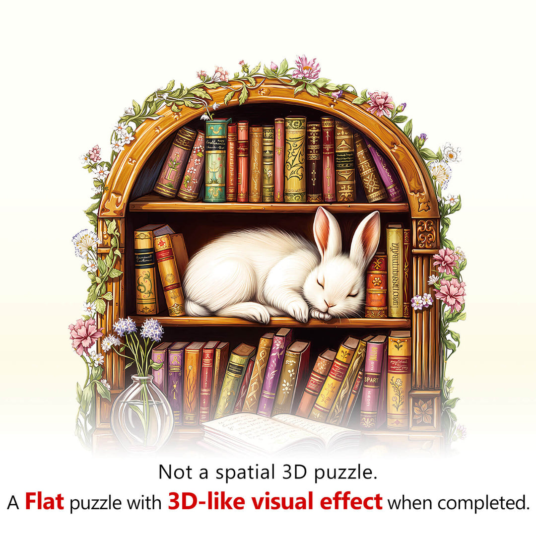 Sleep Library-Rabbit Wooden Jigsaw Puzzle