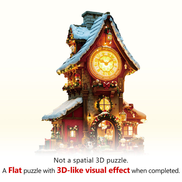 Christmas Clock Tower-2 Wooden Jigsaw Puzzle