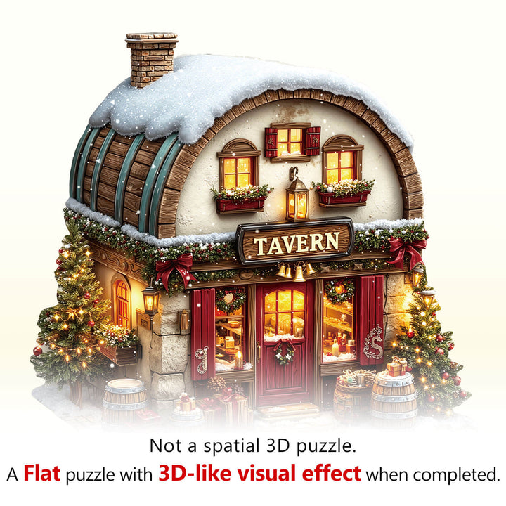 Christmas Tavern Wooden Jigsaw Puzzle