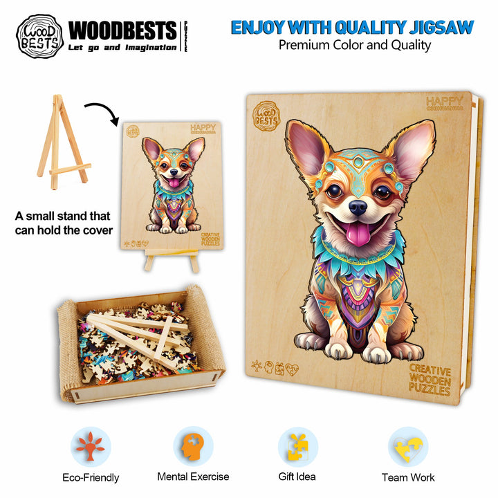 Happy Chihuahua Wooden Jigsaw Puzzle