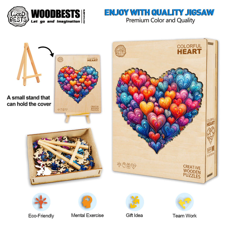 Colorful heart Wooden Jigsaw Puzzle