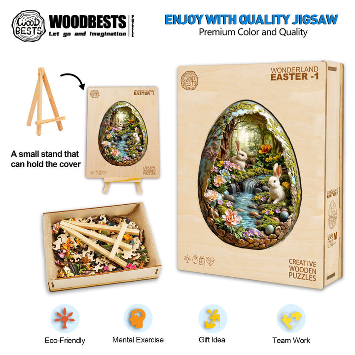3D Wonderland Easter-1 wooden jigsaw puzzle, featuring vibrant colors and a creative design for mental exercise and teamwork.