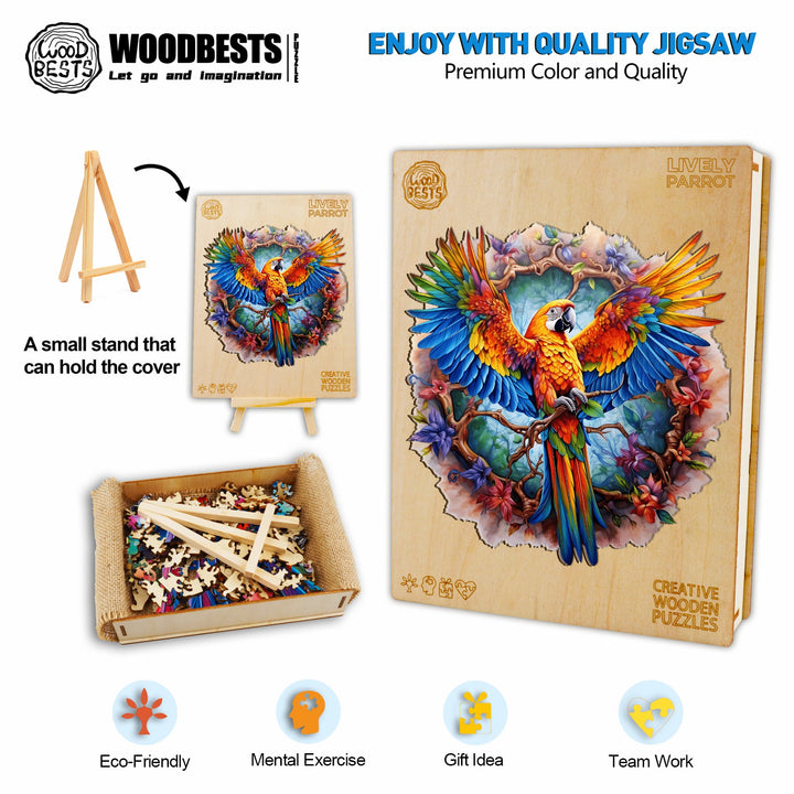 Lively Parrot Wooden Jigsaw Puzzle