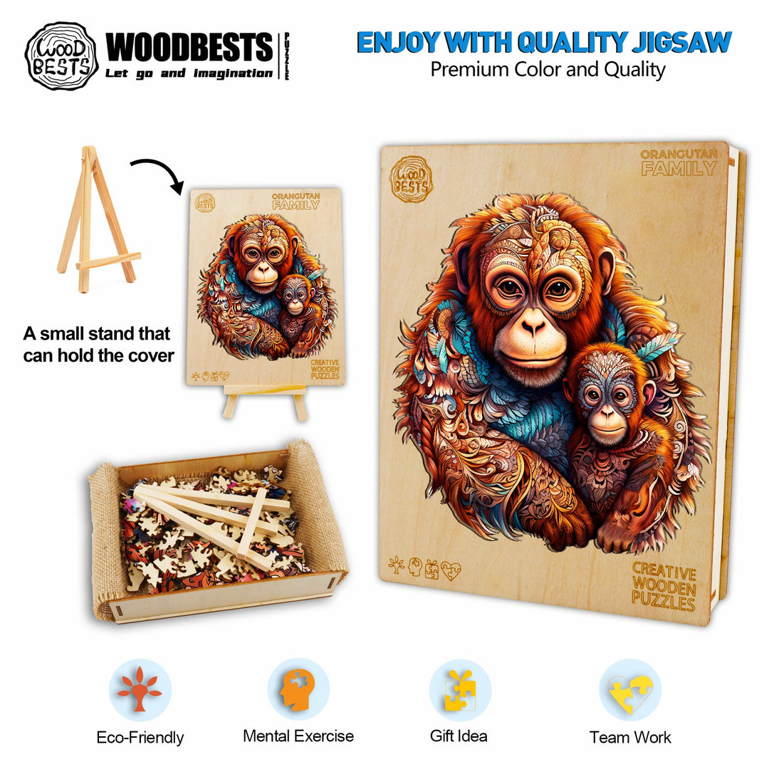 Orangutan Family Wooden Jigsaw Puzzle