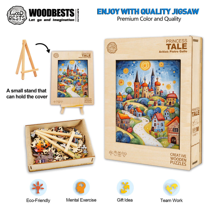 Princess Tale jigsaw puzzle by Pietro Gallo, featuring vibrant artwork and eco-friendly materials, perfect for creativity and teamwork.