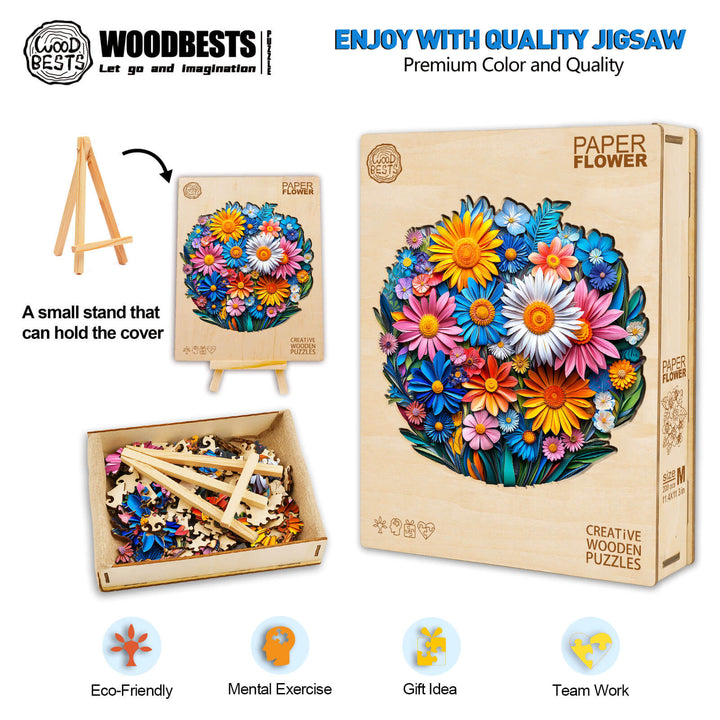 Paper flower Wooden Jigsaw Puzzle