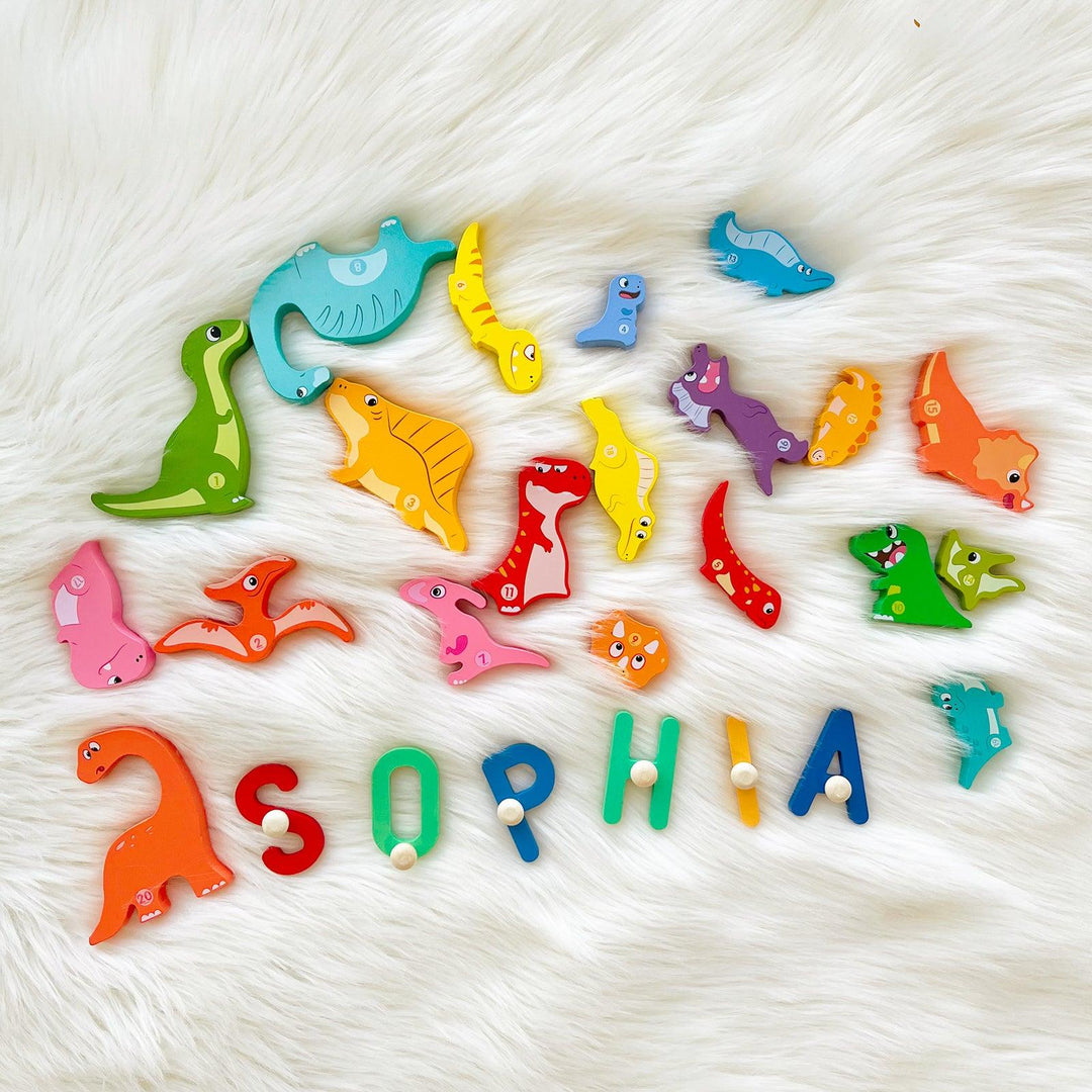 Personalized Baby Name Puzzle With Dinosaur