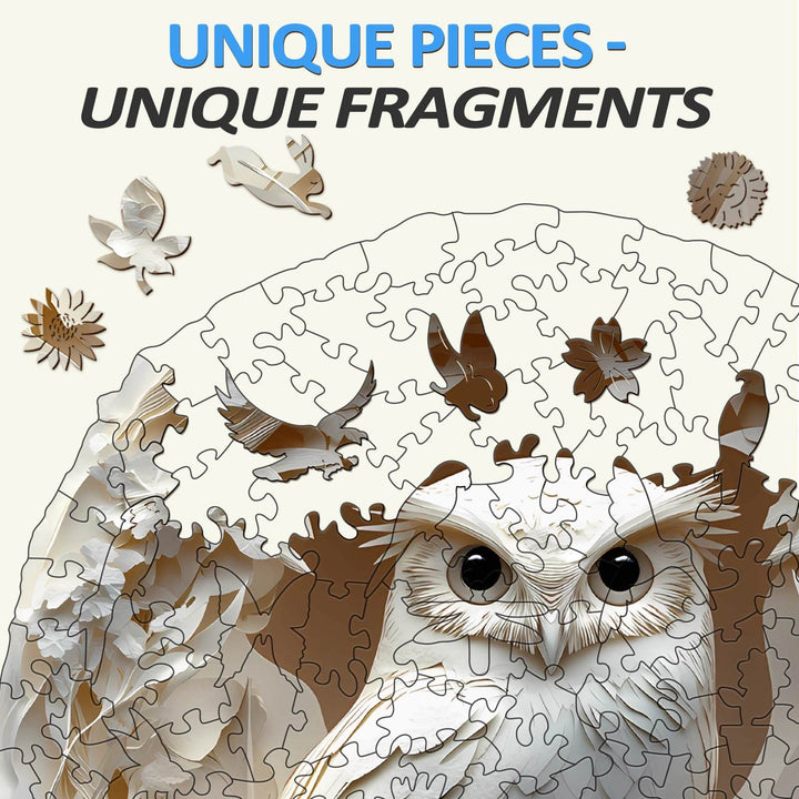 3D Paper Carved Owl jigsaw puzzle showcasing unique pieces and fragments for a challenging mind game experience.