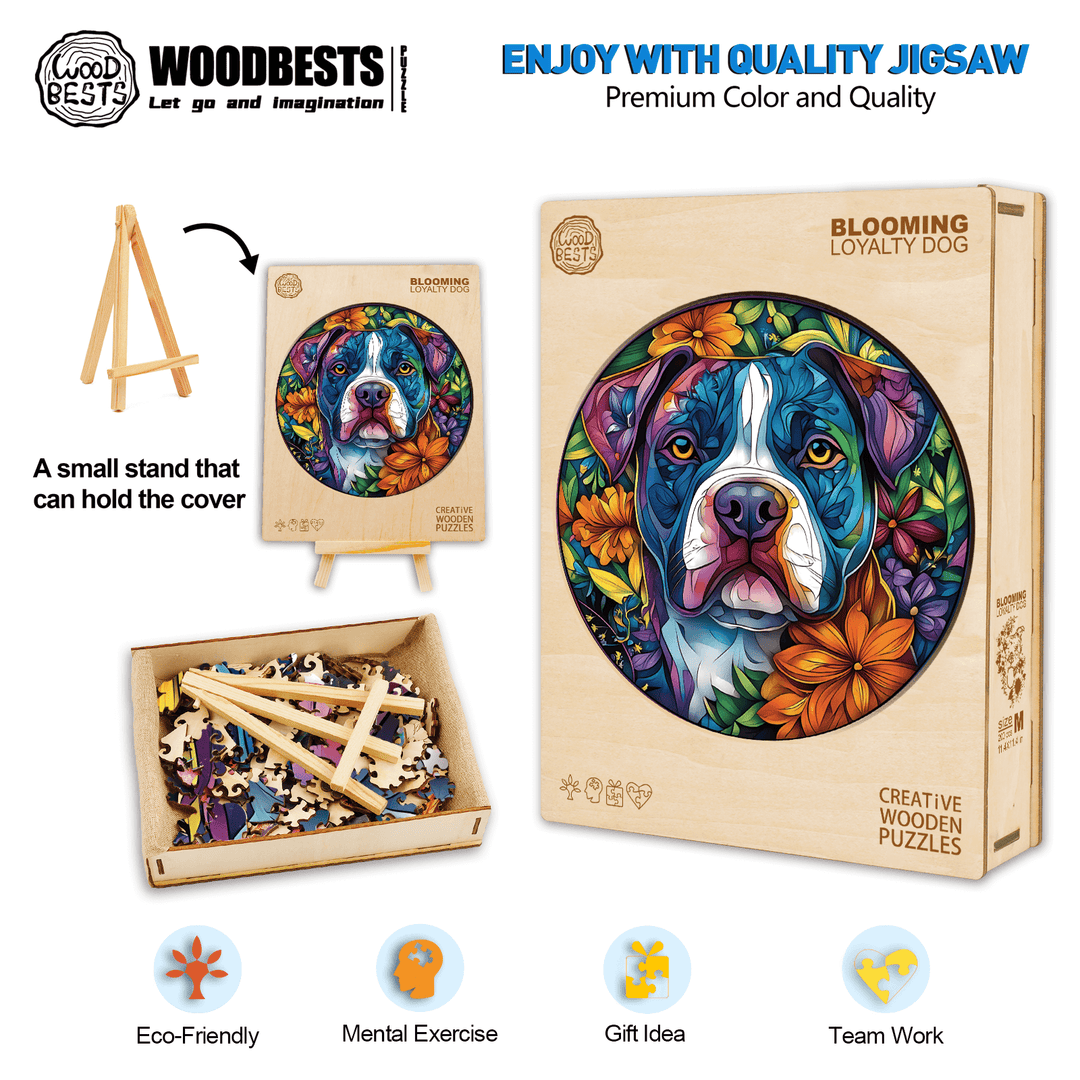 Blooming Loyalty dog Wooden Jigsaw Puzzle