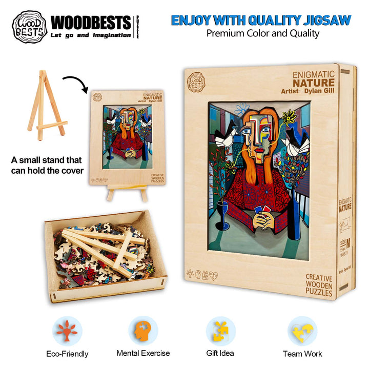 Enigmatic Nature jigsaw puzzle by artist Dylan Gill, featuring vibrant colors and eco-friendly materials for creative fun.