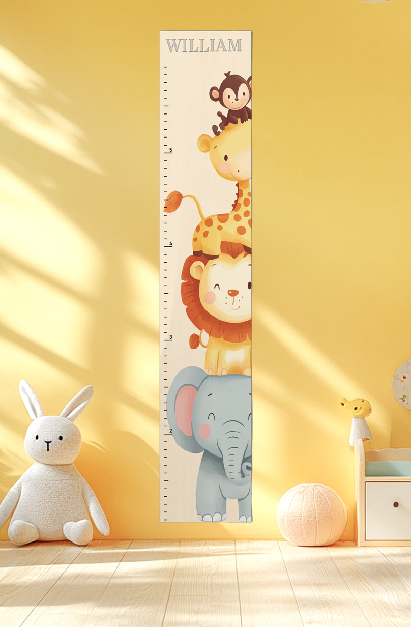 Personalized Wooden Safari Animal Growth Chart Ruler