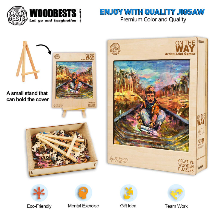 On the Way jigsaw puzzle by Arlet Gomez with vibrant colors, featuring eco-friendly materials and a creative design.