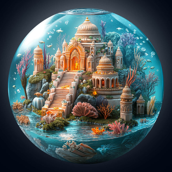 Underwater Mandala Temple Wooden Jigsaw Puzzle